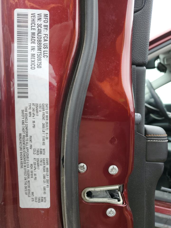 2021 Jeep Compass Latitude VIN: 3C4NJDBB9MT509750 Lot: 84821405