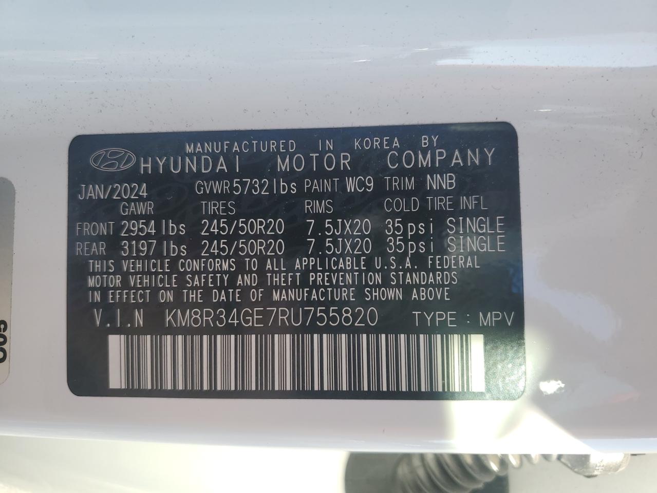 2024 Hyundai Palisade Xrt VIN: KM8R34GE7RU755820 Lot: 84070325