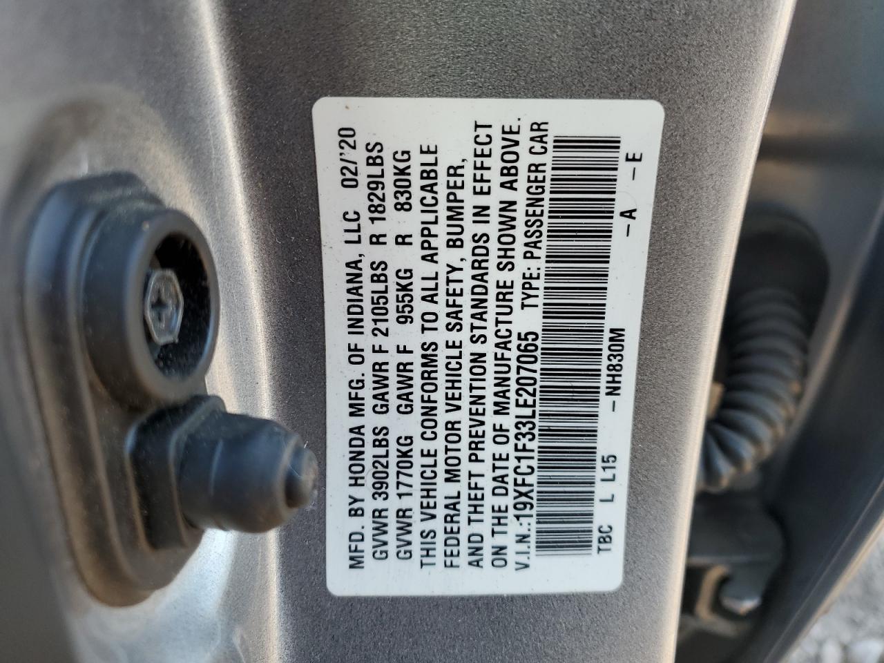 2020 Honda Civic Ex VIN: 19XFC1F33LE207065 Lot: 85306215