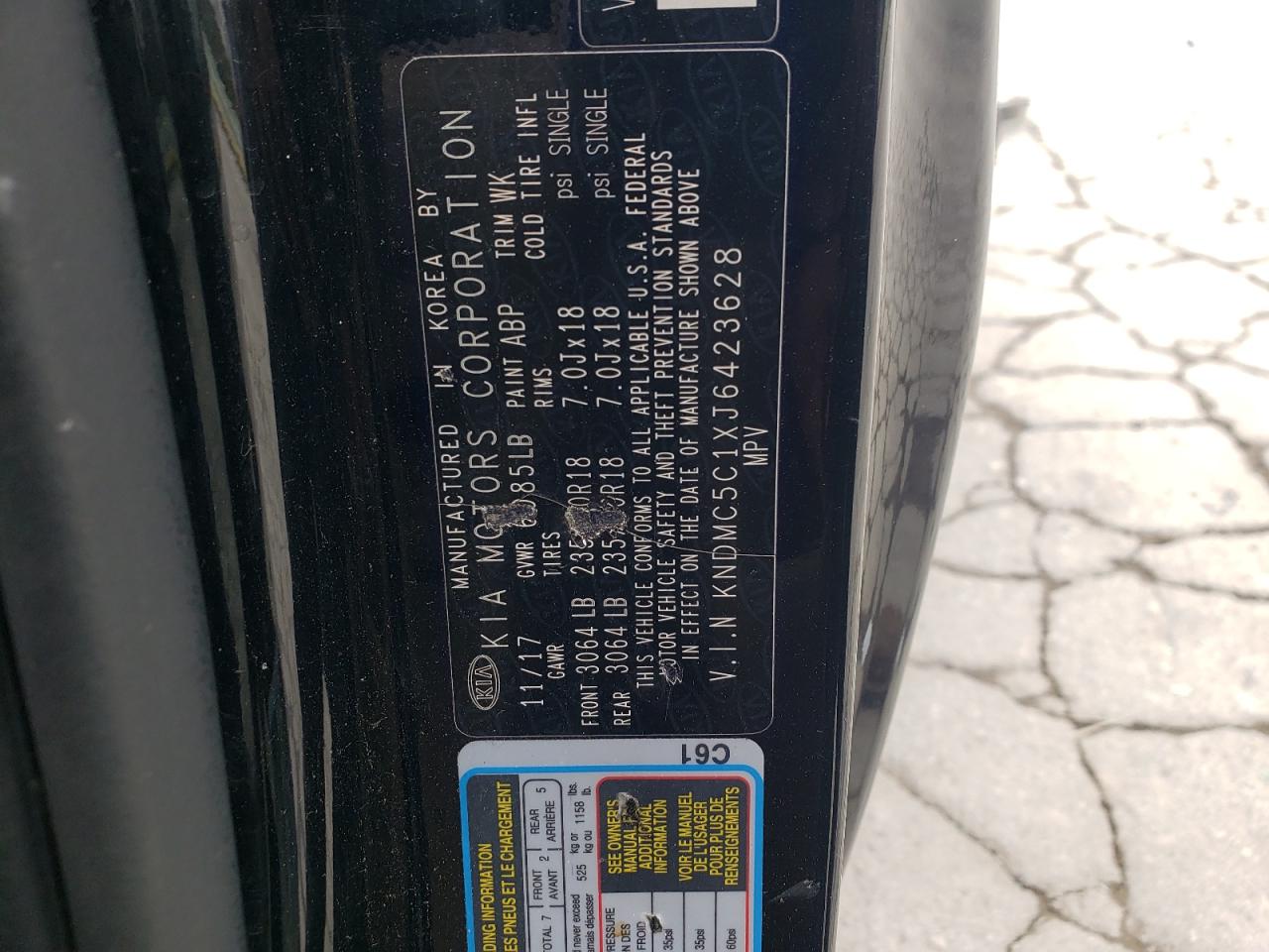 2018 Kia Sedona Ex VIN: KNDMC5C1XJ6423628 Lot: 90980445