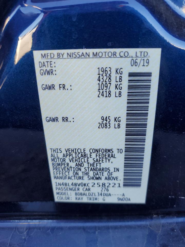 2019 Nissan Altima S VIN: 1N4BL4BV0KC258221 Lot: 86261945