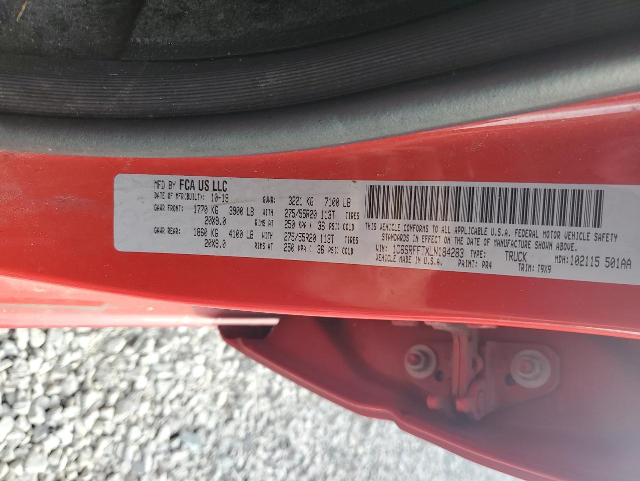 2020 Ram 1500 Big Horn/Lone Star VIN: 1C6SRFFTXLN184283 Lot: 84737135