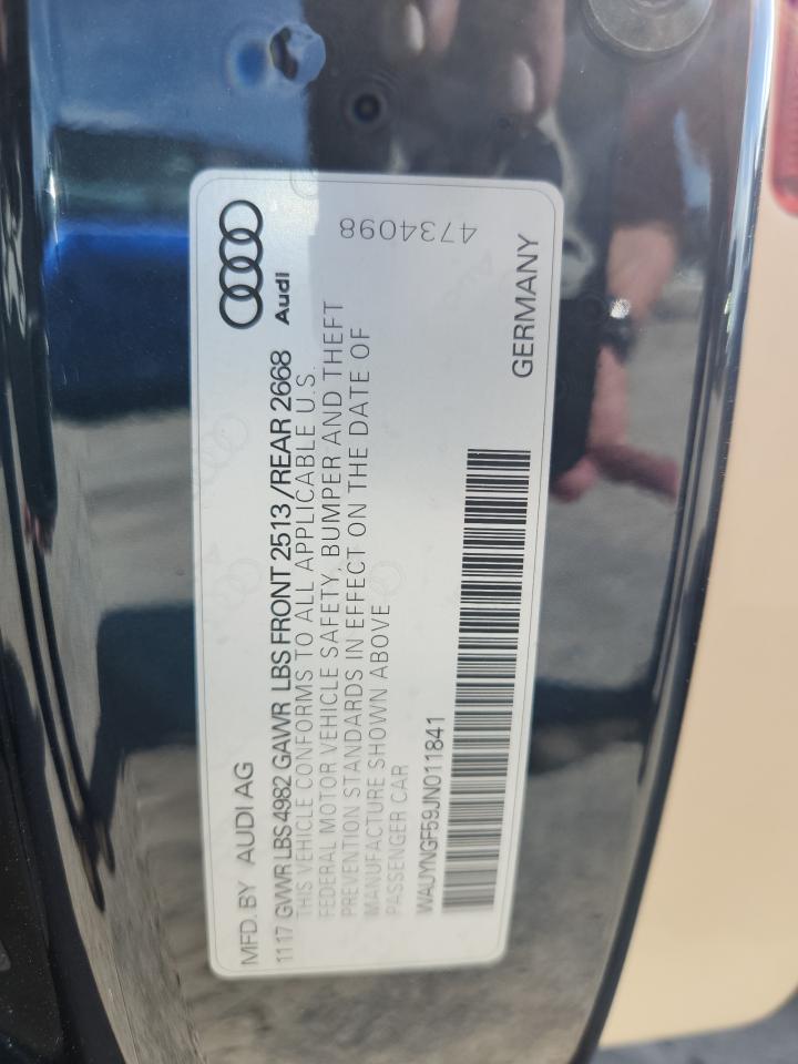 2018 Audi A5 Premium Plus VIN: WAUYNGF59JN011841 Lot: 82301285