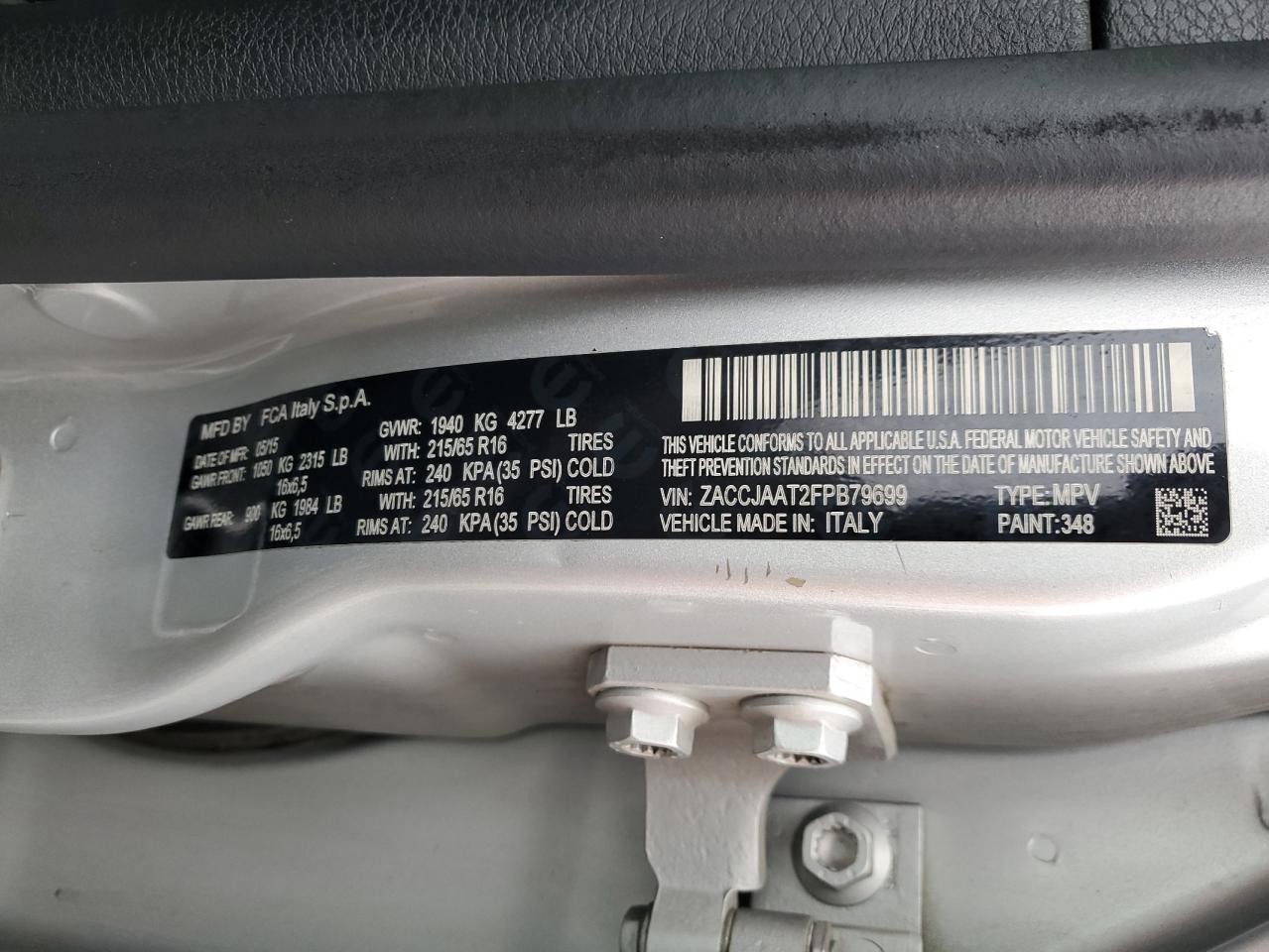 2015 Jeep Renegade Sport VIN: ZACCJAAT2FPB79699 Lot: 82349755