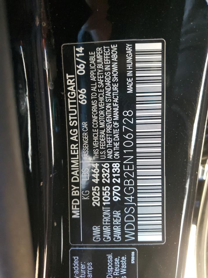 2014 Mercedes-Benz Cla 250 4Matic VIN: WDDSJ4GB2EN106728 Lot: 89501065