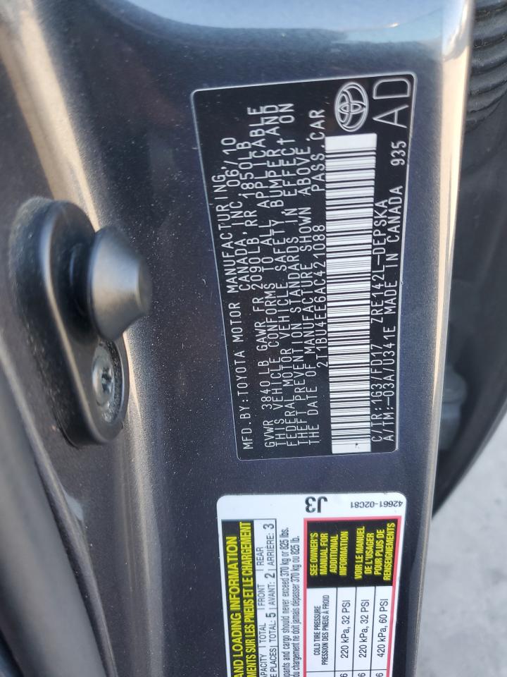 2010 Toyota Corolla Base VIN: 2T1BU4EE6AC421088 Lot: 82236925