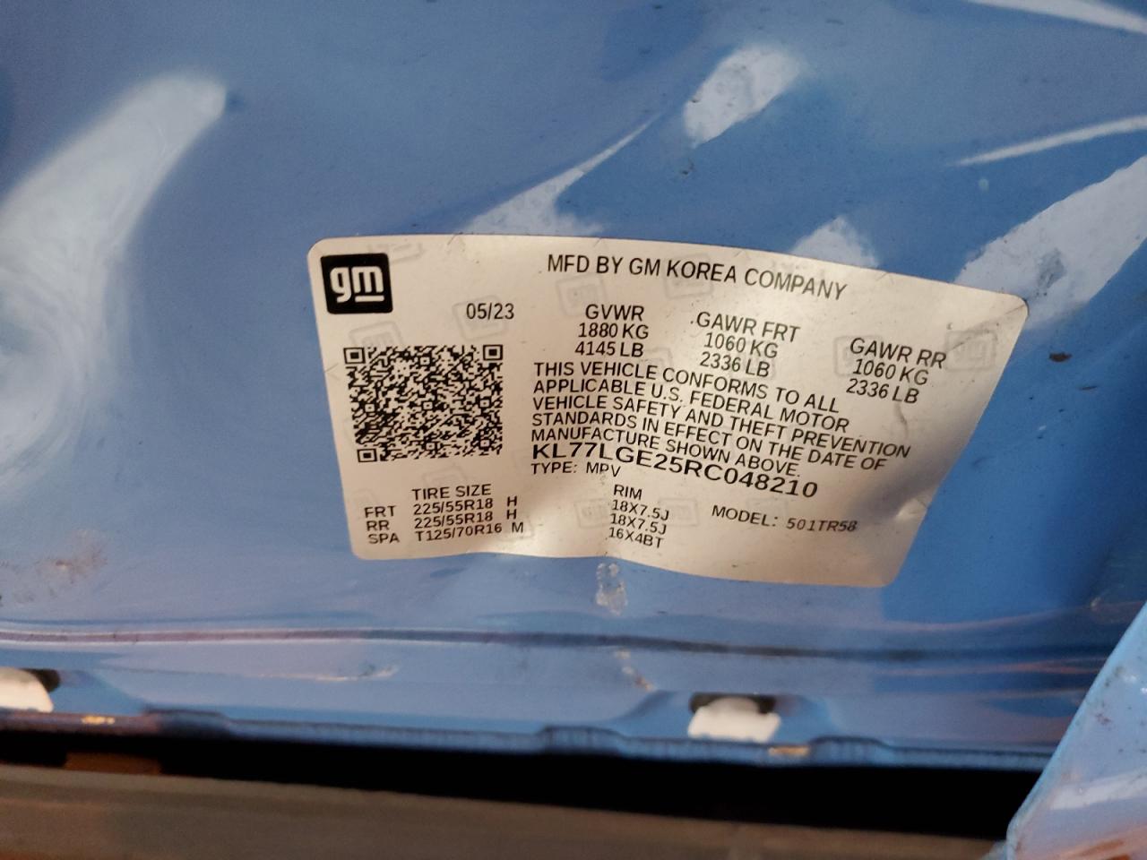 2024 Chevrolet Trax 1Rs VIN: KL77LGE25RC048210 Lot: 82623565