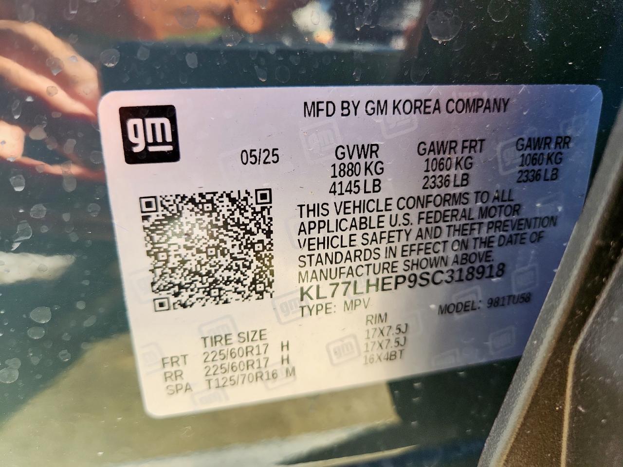 2025 Chevrolet Trax 1Lt VIN: KL77LHEP9SC318918 Lot: 90232155