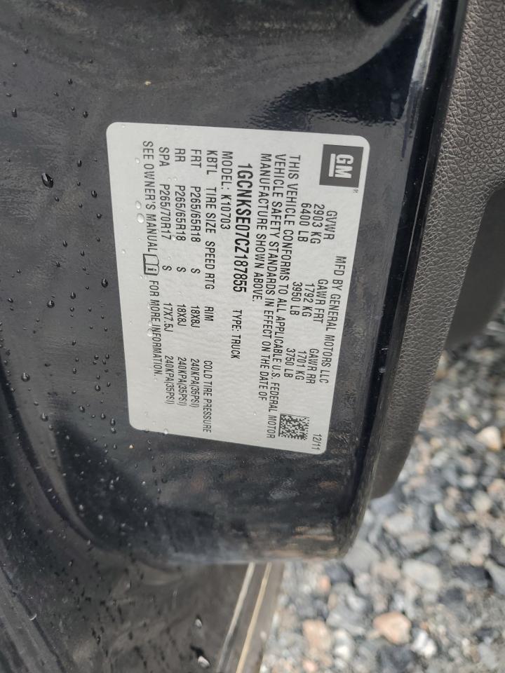 2012 Chevrolet Silverado K1500 Lt VIN: 1GCNKSE07CZ187855 Lot: 85487015