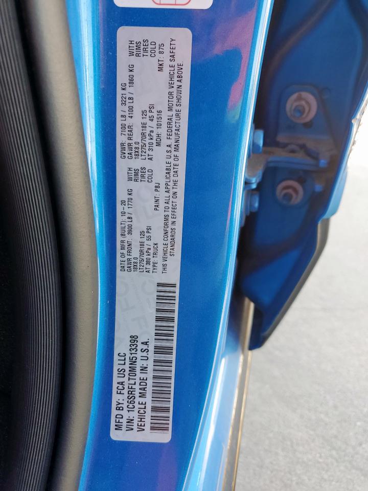 2021 Ram 1500 Rebel VIN: 1C6SRFLT0MN513398 Lot: 82254125