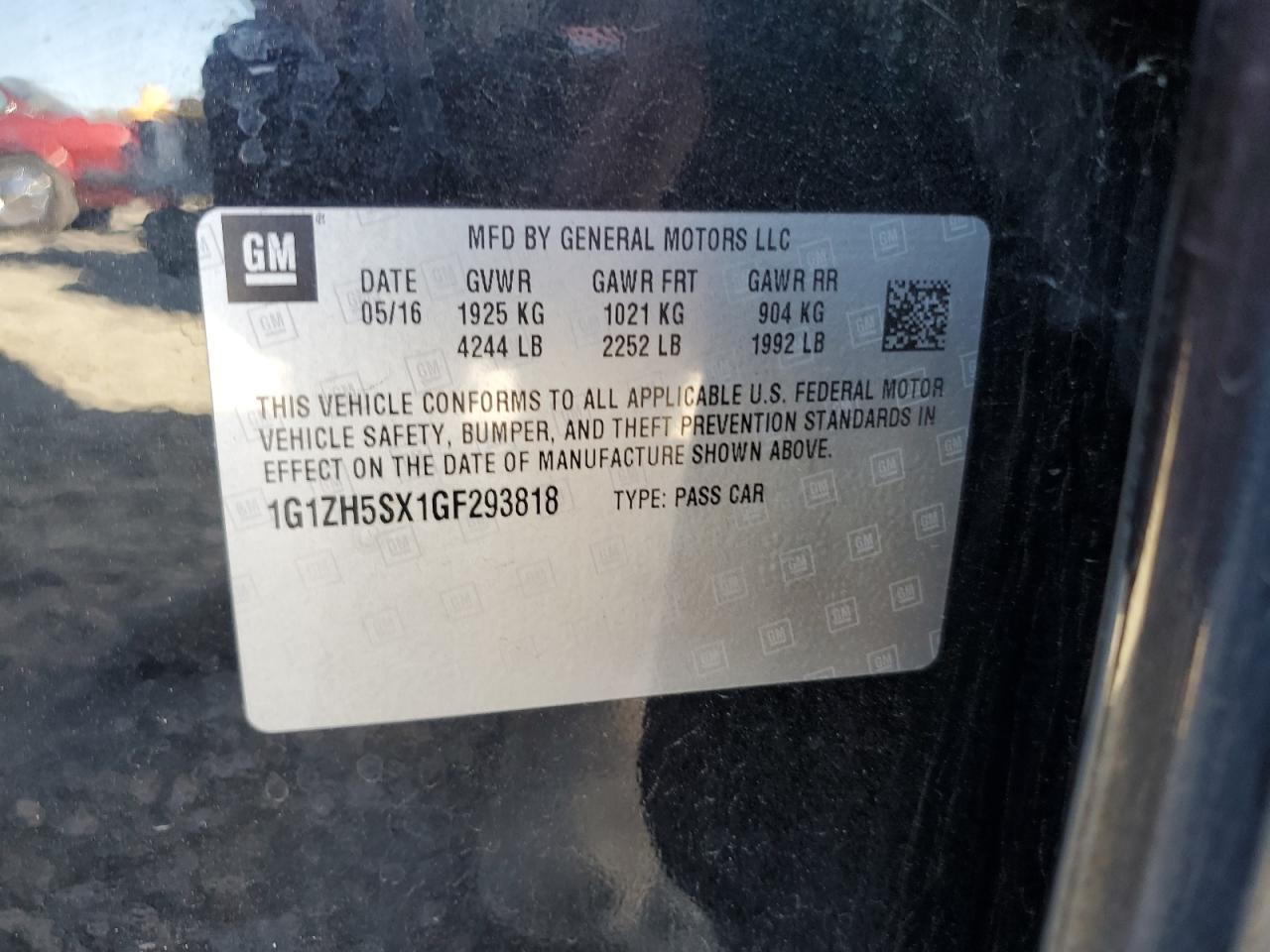 2016 Chevrolet Malibu Premier VIN: 1G1ZH5SX1GF293818 Lot: 85197225