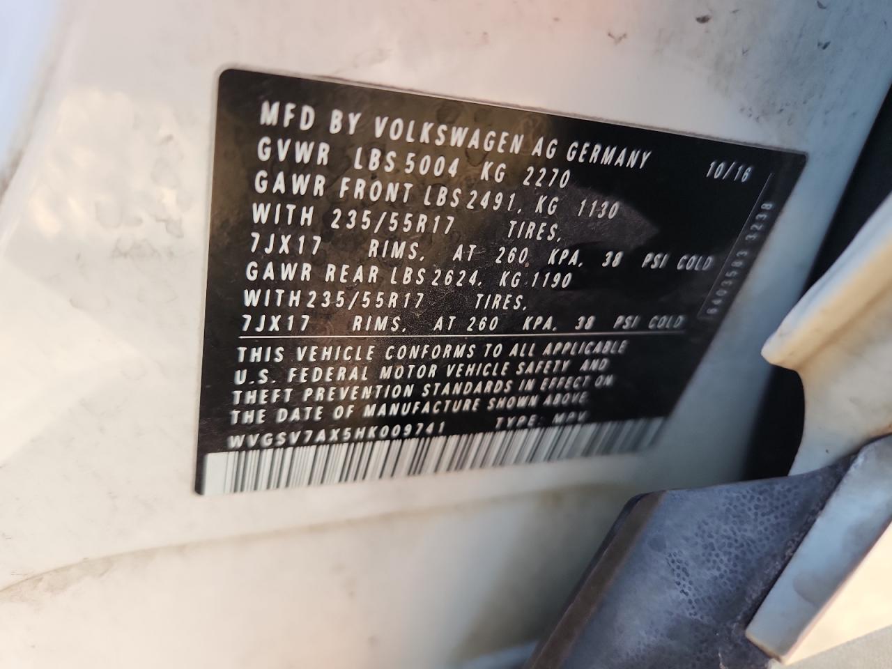 2017 Volkswagen Tiguan Wolfsburg VIN: WVGSV7AX5HK009741 Lot: 81936315