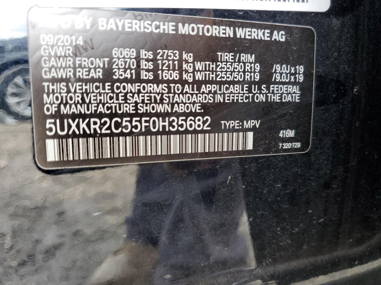 2015 BMW X5 Sdrive35I VIN: 5UXKR2C55F0H35682 Lot: 85483965