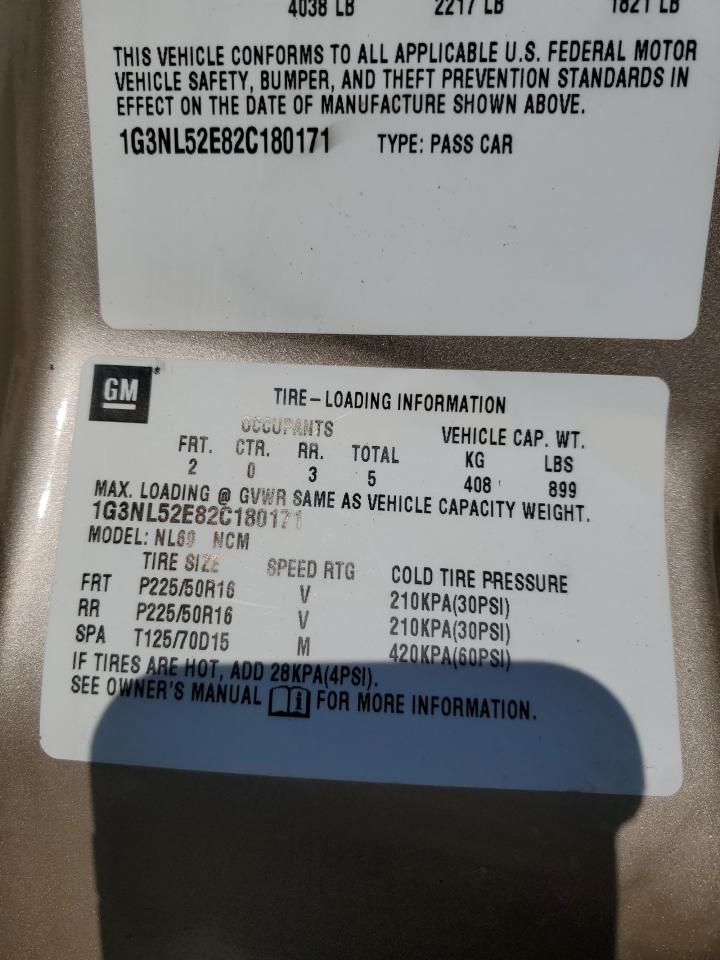 2002 Oldsmobile Alero Gl VIN: 1G3NL52E82C180171 Lot: 82223545