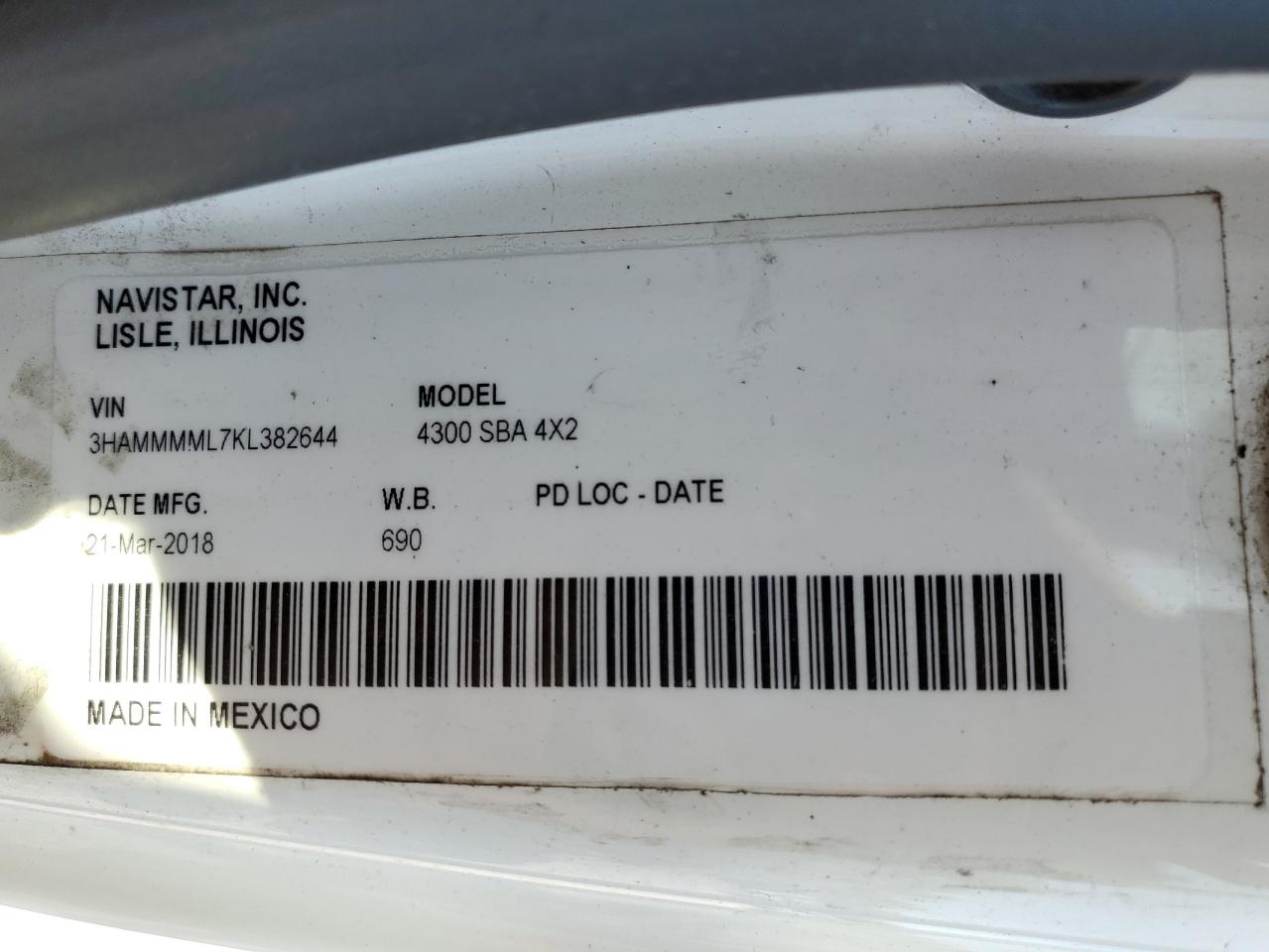 2019 International 4000 4300 VIN: 3HAMMMML7KL382644 Lot: 83840755