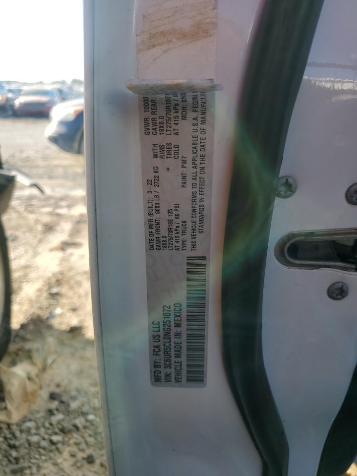 2022 Ram 2500 Tradesman VIN: 3C6UR5CL0NG251072 Lot: 86431215