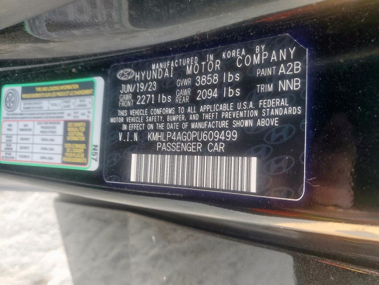 2023 Hyundai Elantra Limited VIN: KMHLP4AG0PU609499 Lot: 86320315