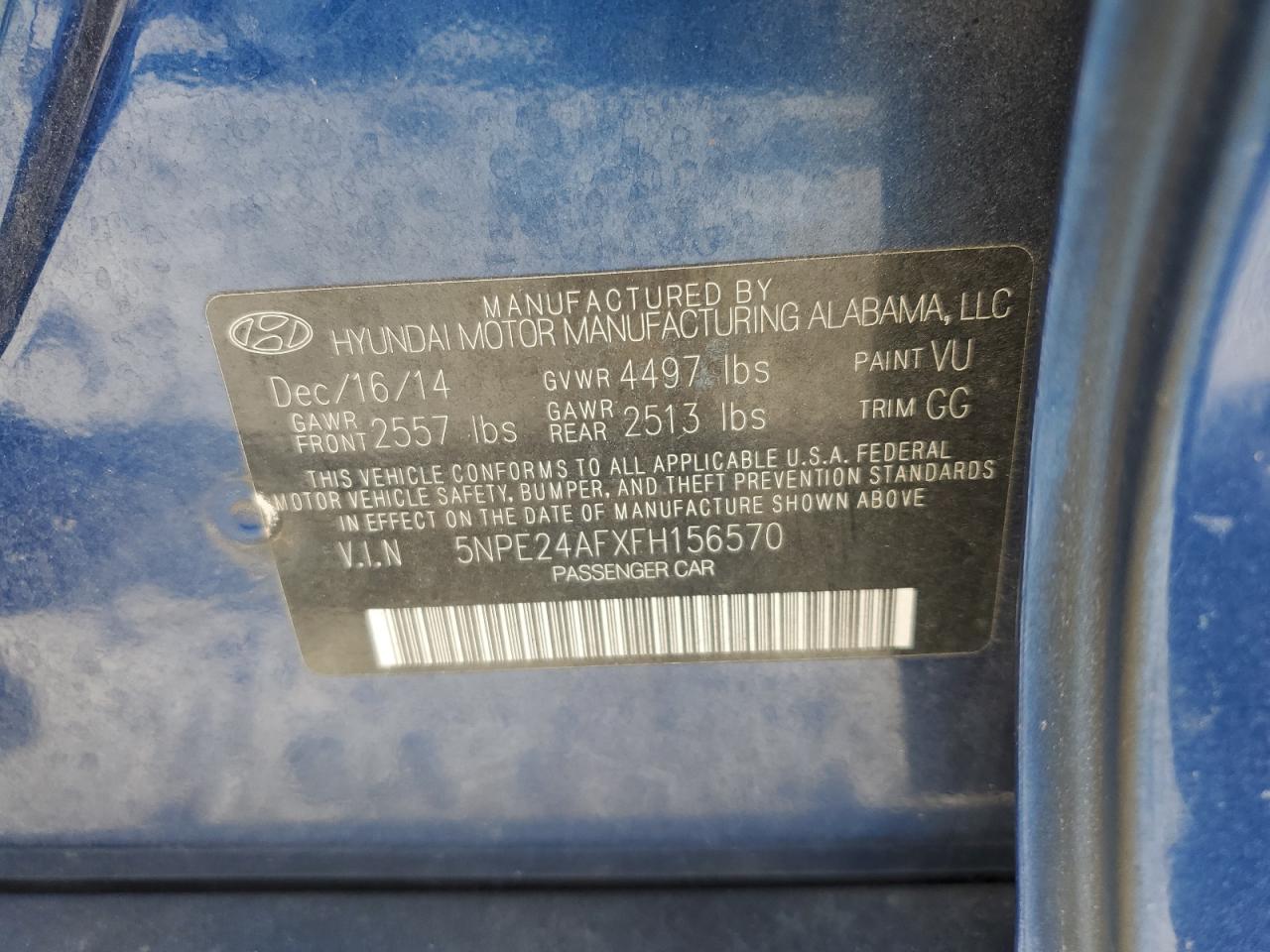 2015 Hyundai Sonata Se VIN: 5NPE24AFXFH156570 Lot: 84220925