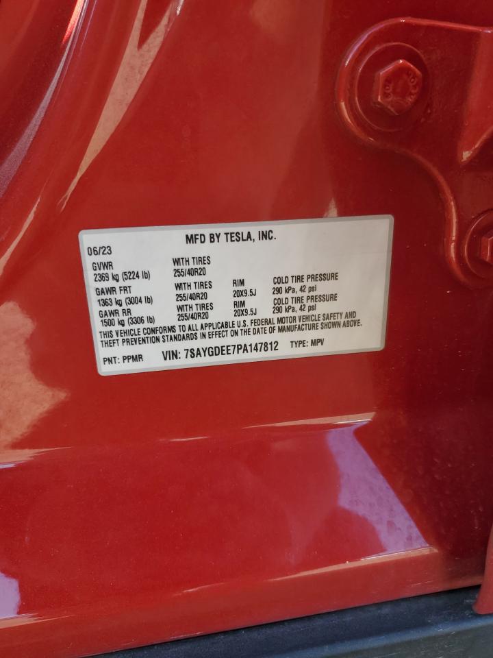 2023 Tesla Model Y VIN: 7SAYGDEE7PA147812 Lot: 86820475