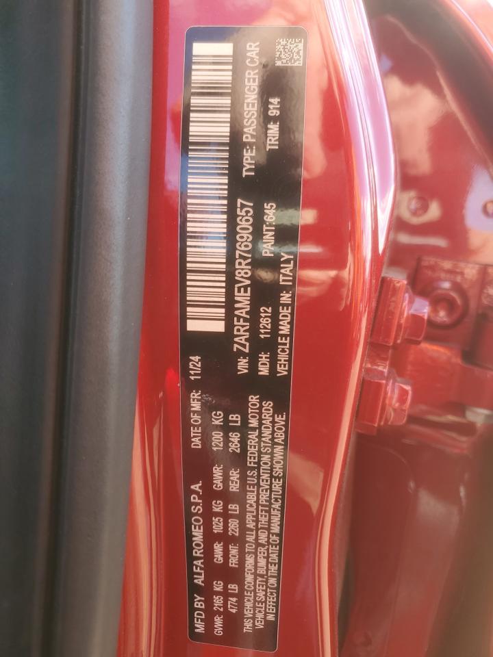 2024 Alfa Romeo Giulia Quadrifoglio VIN: ZARFAMEV8R7690657 Lot: 87268795