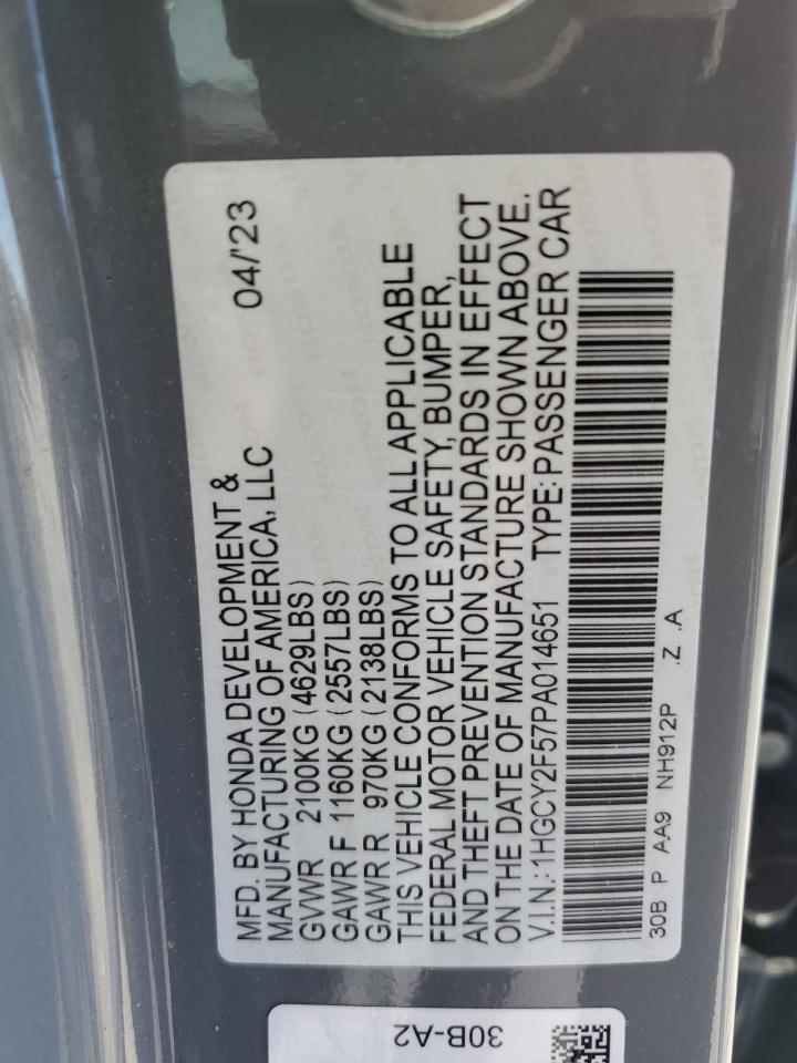 2023 Honda Accord Hybrid Sport VIN: 1HGCY2F57PA014651 Lot: 85904425