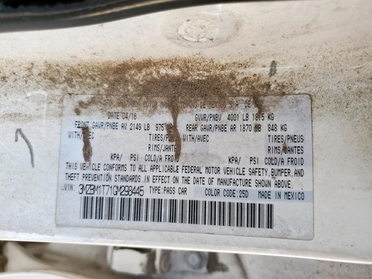 2016 Mazda 3 Sport VIN: 3MZBM1T71GM298445 Lot: 85507115