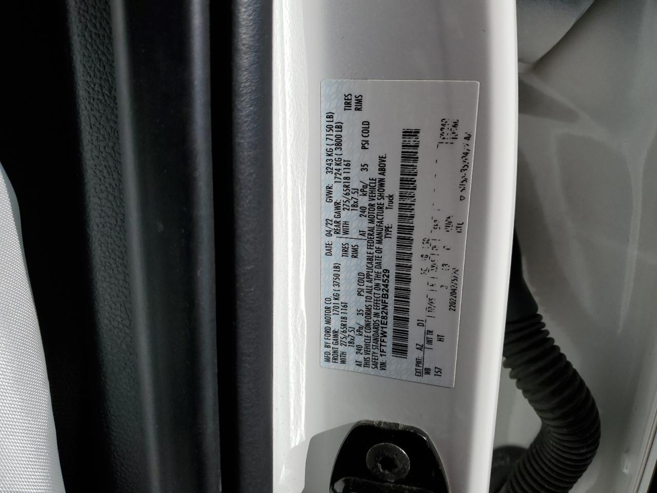 2022 Ford F150 Supercrew VIN: 1FTFW1E82NFB24529 Lot: 89821805