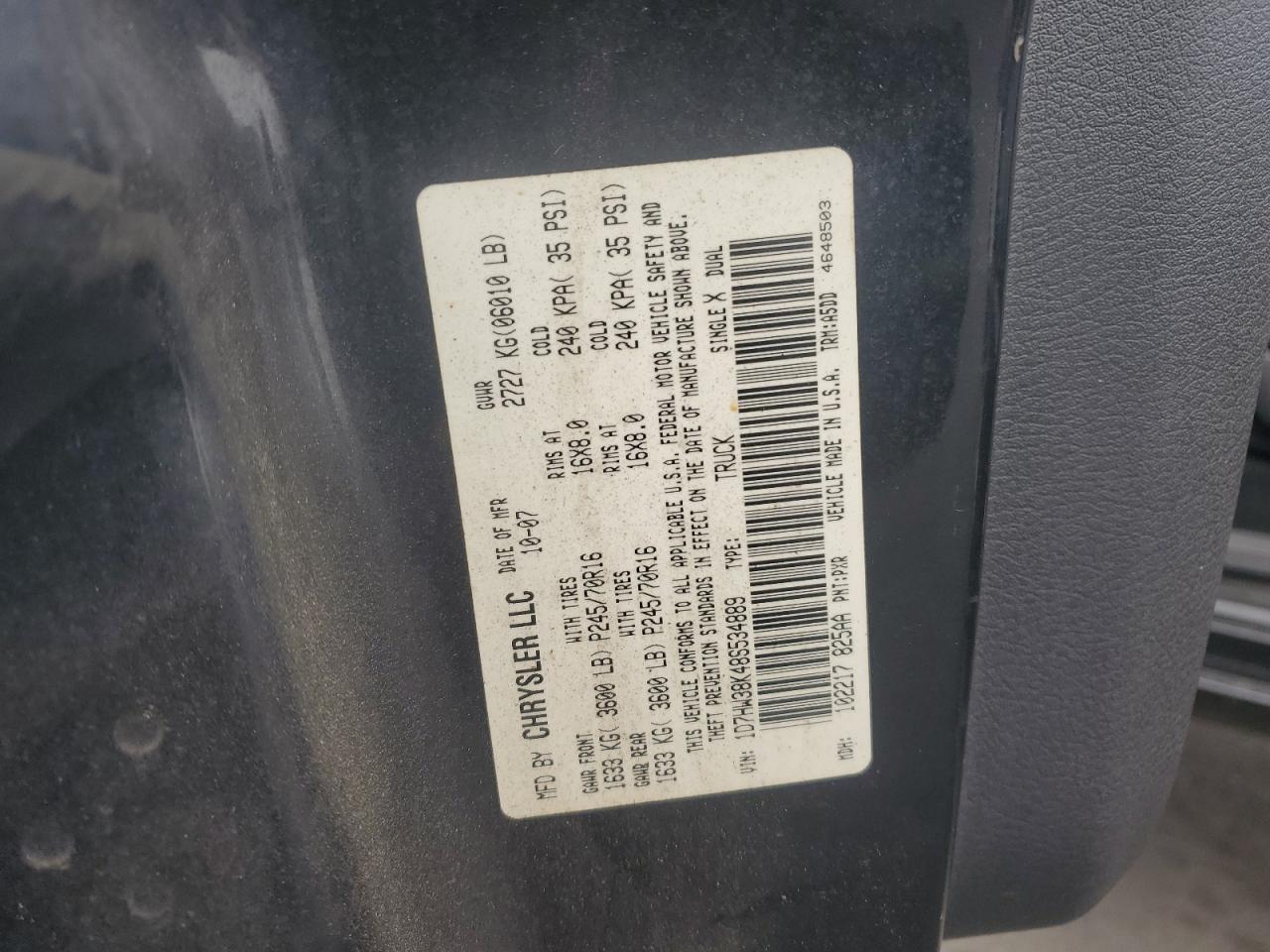 2008 Dodge Dakota Sxt VIN: 1D7HW38K48S534889 Lot: 90602175