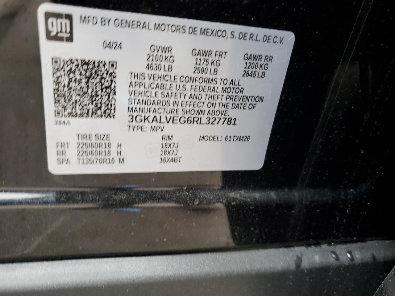 2024 GMC Terrain Slt VIN: 3GKALVEG6RL327781 Lot: 90114315