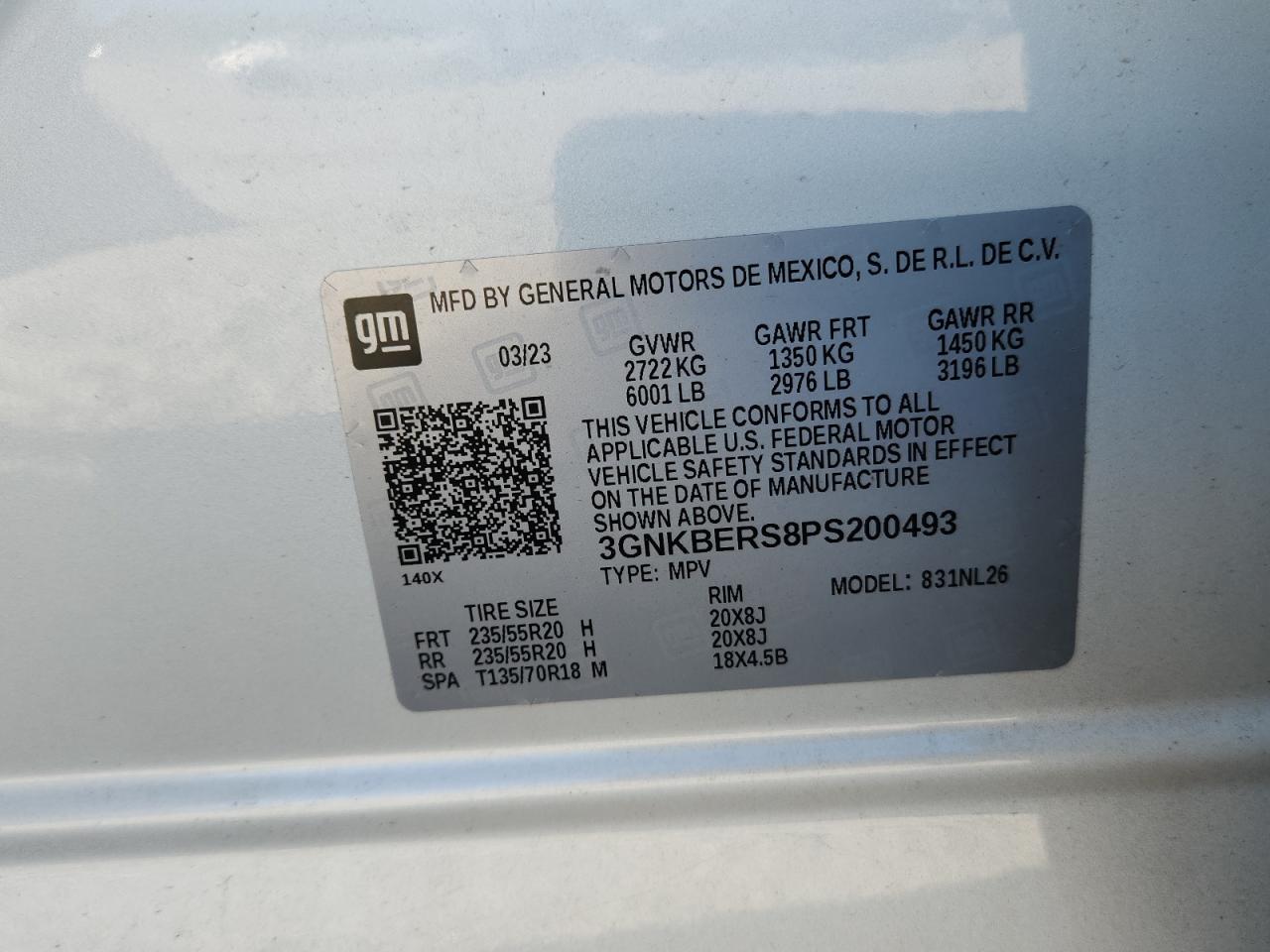 2023 Chevrolet Blazer Rs VIN: 3GNKBERS8PS200493 Lot: 85870505