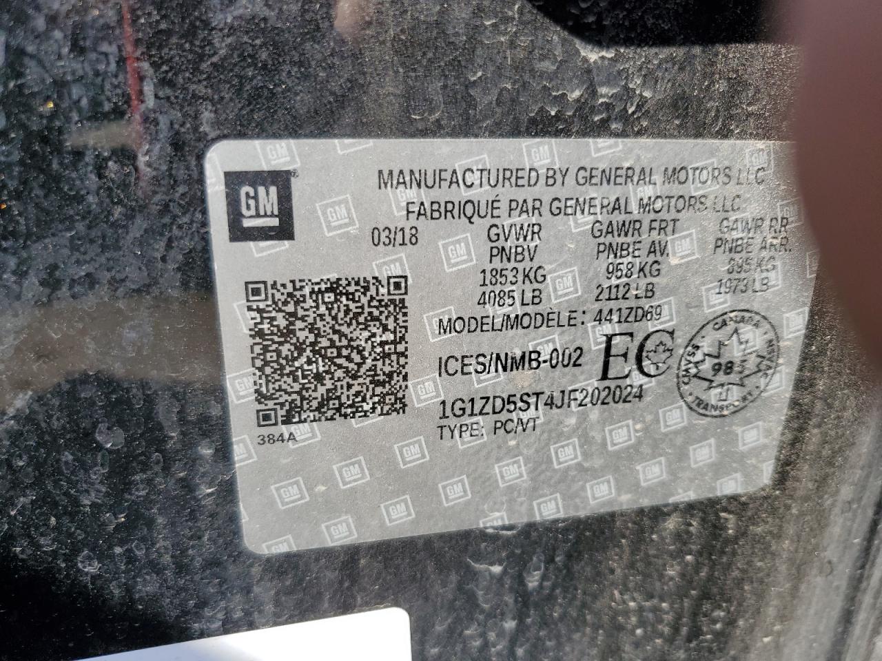 2018 Chevrolet Malibu Lt VIN: 1G1ZD5ST4JF202024 Lot: 86231725