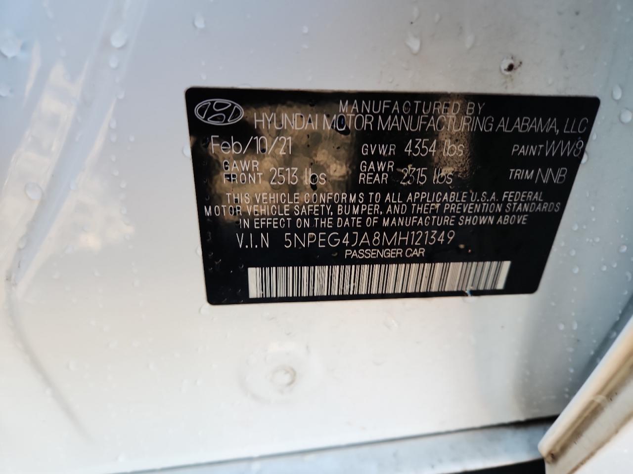 2021 Hyundai Sonata Se VIN: 5NPEG4JA8MH121349 Lot: 90400055