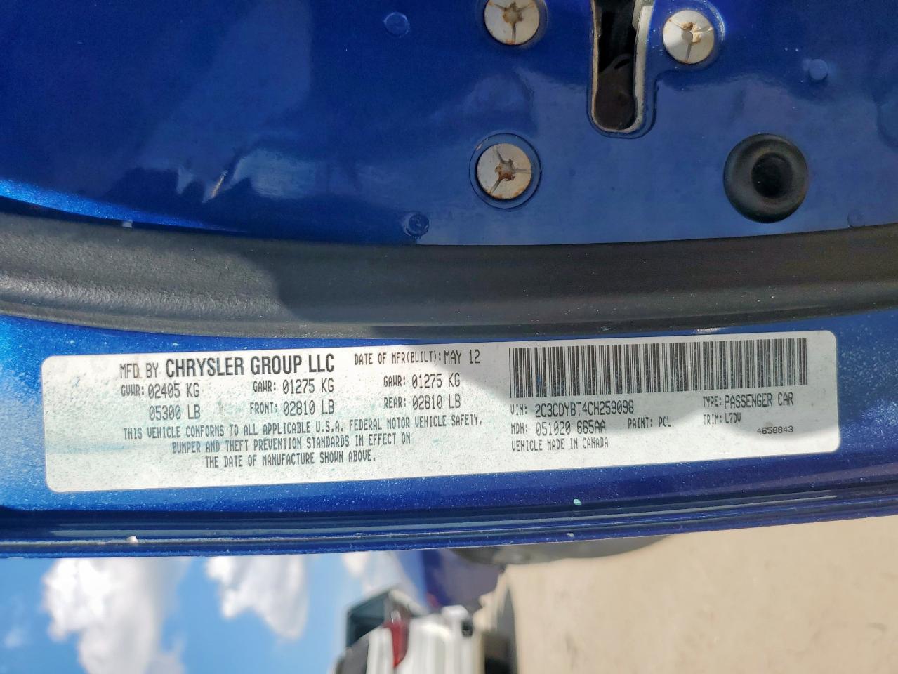 2012 Dodge Challenger R/T VIN: 2C3CDYBT4CH259098 Lot: 85554775