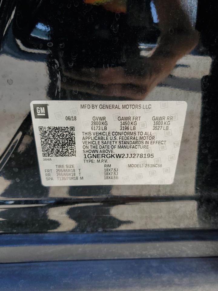 2018 Chevrolet Traverse Lt VIN: 1GNERGKW2JJ278195 Lot: 82283645