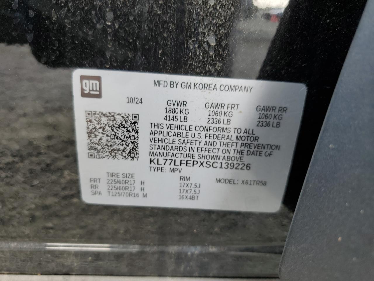 2025 Chevrolet Trax Ls VIN: KL77LFEPXSC139226 Lot: 82385835