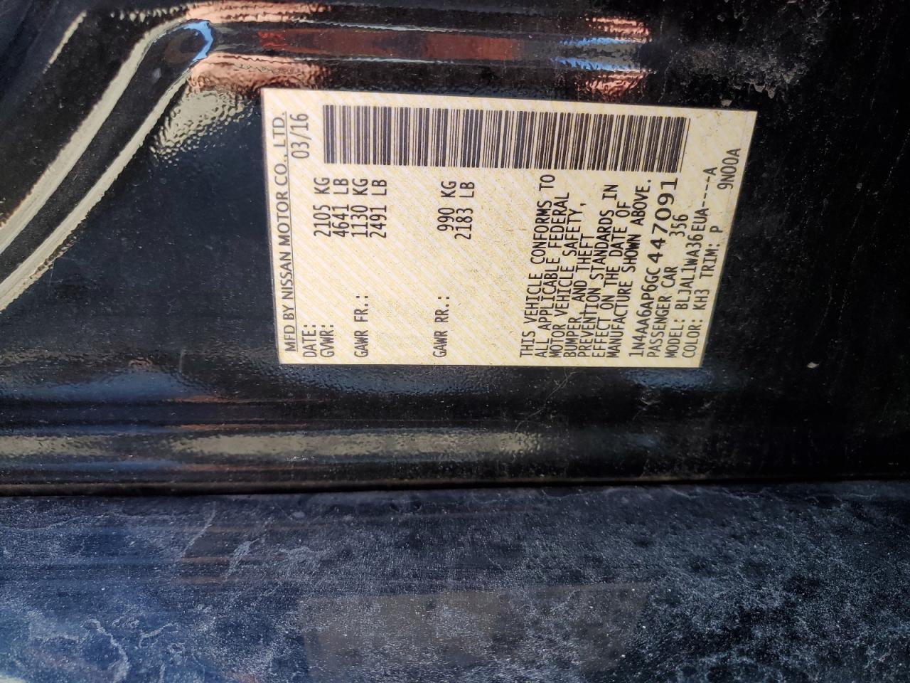 2016 Nissan Maxima 3.5S VIN: 1N4AA6AP6GC447091 Lot: 86083485