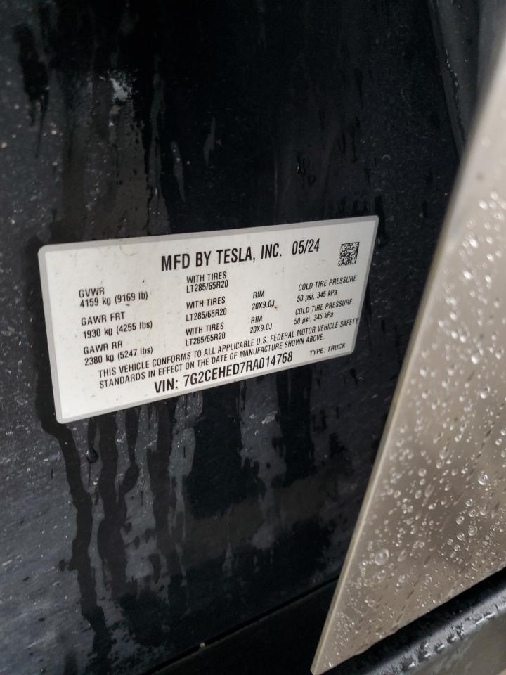 2024 Tesla Cybertruck VIN: 7G2CEHED7RA014768 Lot: 90229745