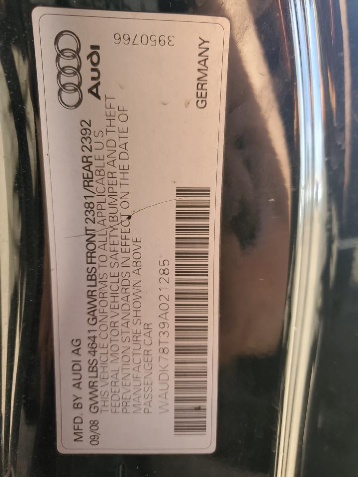 2009 Audi A5 Quattro VIN: WAUDK78T39A021285 Lot: 84812575