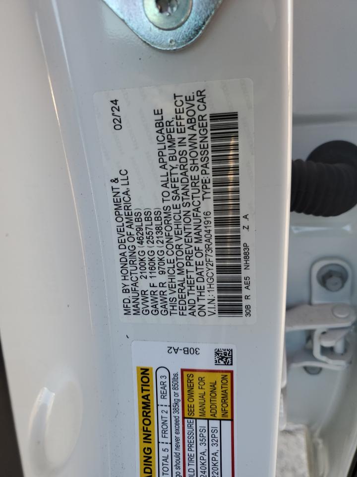 2024 Honda Accord Hybrid Sport-L VIN: 1HGCY2F73RA041916 Lot: 86156825