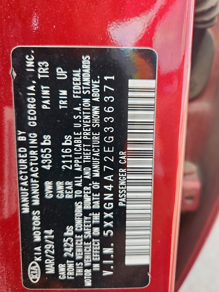 2014 Kia Optima Ex VIN: 5XXGN4A72EG336371 Lot: 86104935