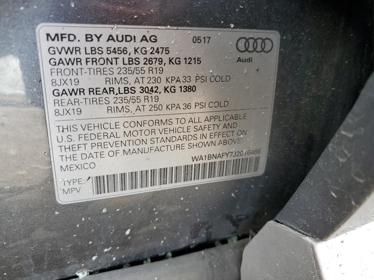 2018 Audi Q5 Premium Plus VIN: WA1BNAFY7J2016466 Lot: 90798625