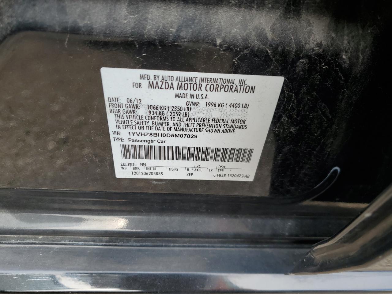 2013 Mazda 6 Sport VIN: 1YVHZ8BH0D5M07829 Lot: 84883125