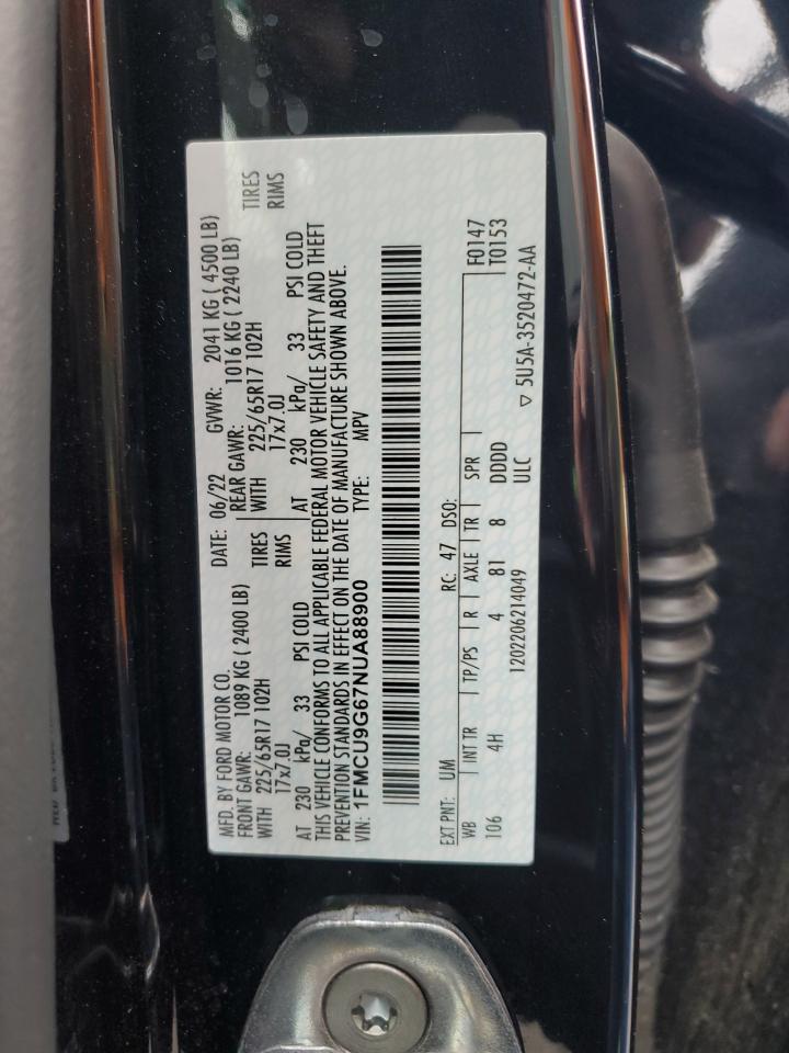 2022 Ford Escape Se VIN: 1FMCU9G67NUA88900 Lot: 86273665