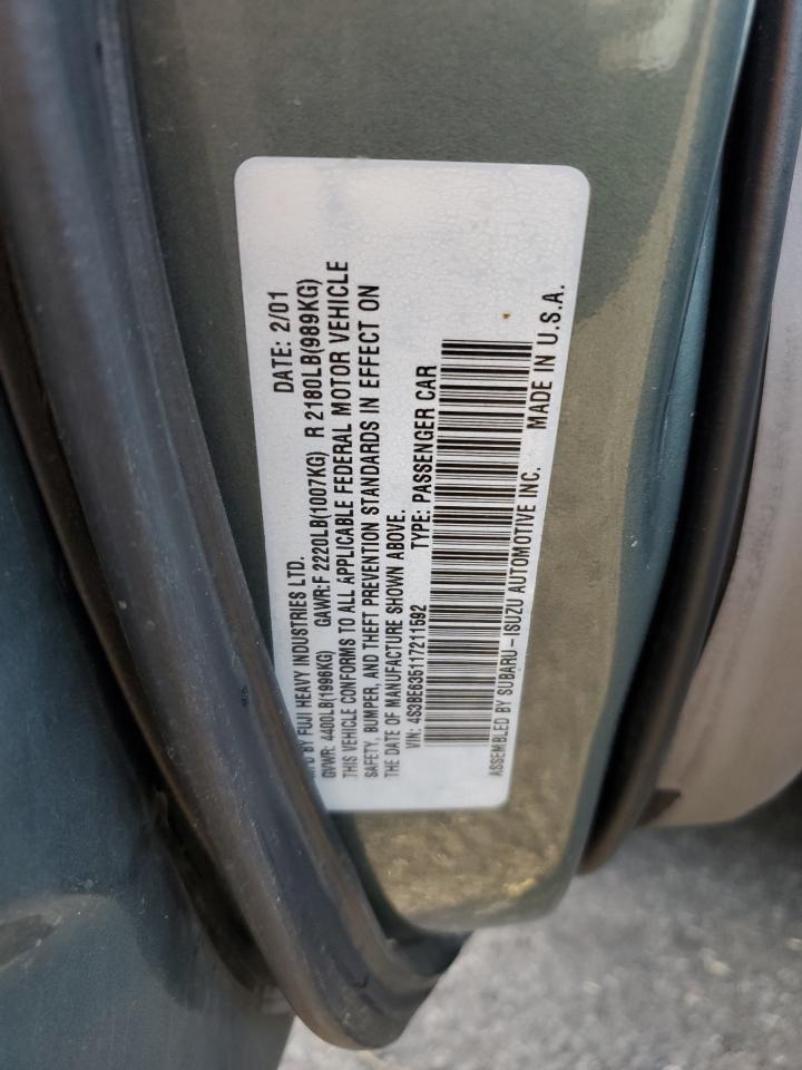 2001 Subaru Legacy L VIN: 4S3BE635117211592 Lot: 86539665