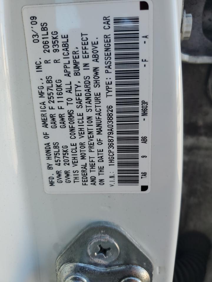 2009 Honda Accord Exl VIN: 1HGCP36879A038826 Lot: 90362955