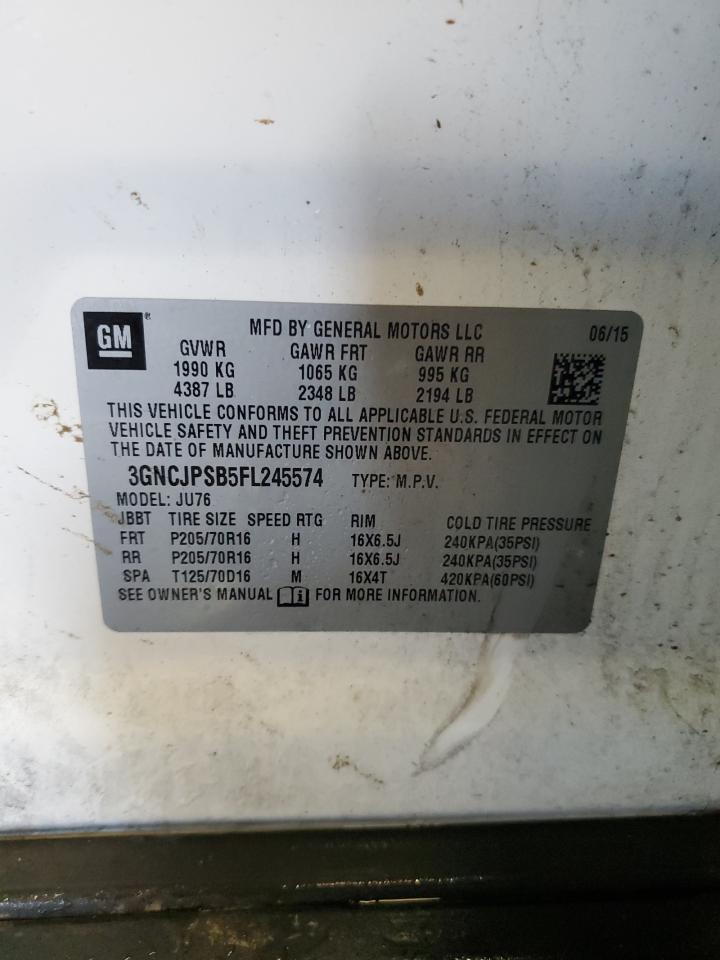 2015 Chevrolet Trax 1Ls VIN: 3GNCJPSB5FL245574 Lot: 86072705