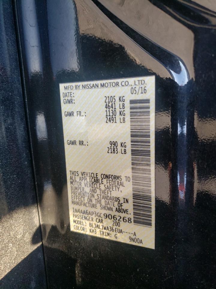 2016 Nissan Maxima 3.5S VIN: 1N4AA6AP3GC906268 Lot: 85474325