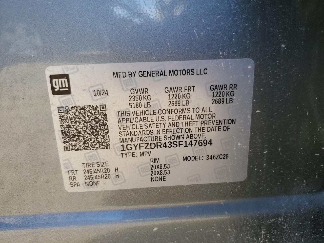 2025 Cadillac Xt4 Premium Luxury VIN: 1GYFZDR43SF147694 Lot: 90530035