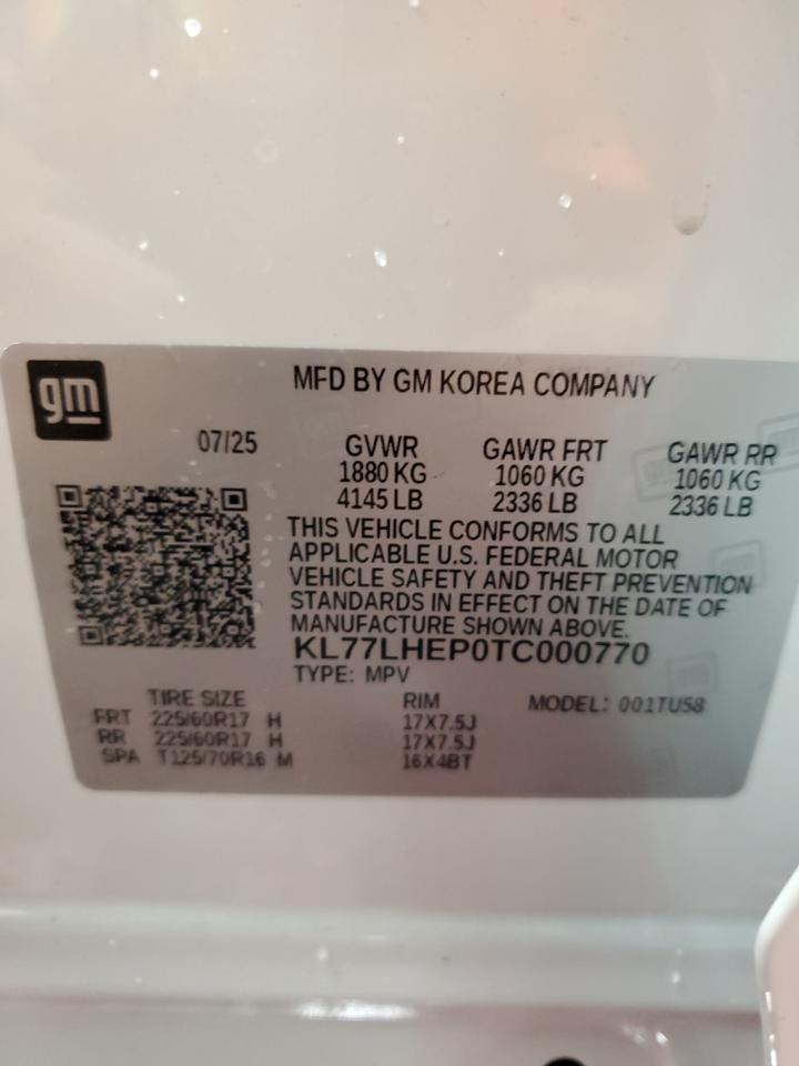 2026 Chevrolet Trax 1Lt VIN: KL77LHEP0TC000770 Lot: 86293425