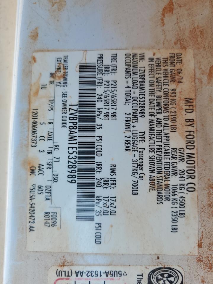 2014 Ford Mustang VIN: 1ZVBP8AM1E5328989 Lot: 81493635